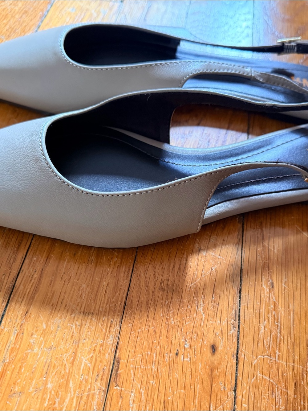 Zara Light Gray Pointed Slingback Flats
